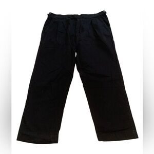 💜 Classic Black Cotton Flat-Front Trousers / Chinos - Large